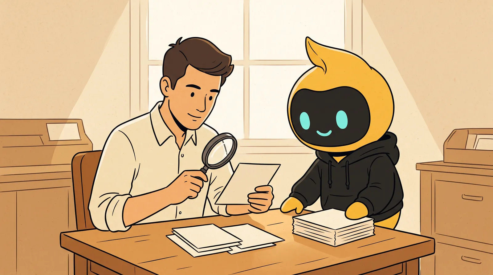 Small-business owner reviewing a 90-minute social media audit checklist at a warm workshop table