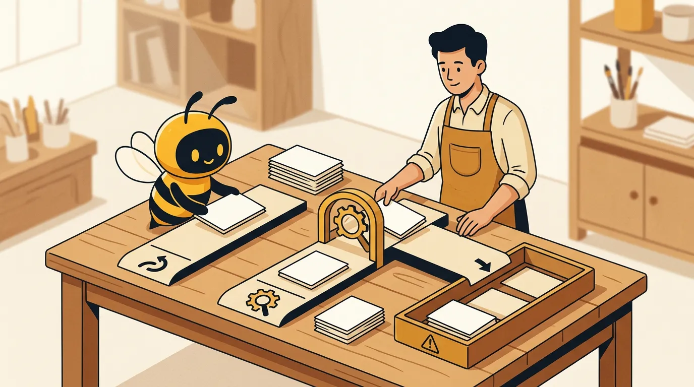 Small-business team sorting routine, review-needed, and higher-risk content through separate paths