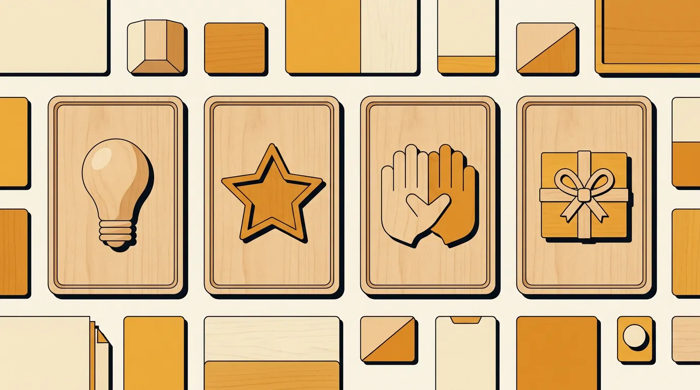 Four content categories represented by teaching, proof, community, and promotion objects